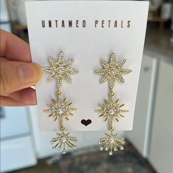 UNTAMED PETALS BY AMANDA JUDGE Gold Celestial Drop Earrings - Picture 2 of 2